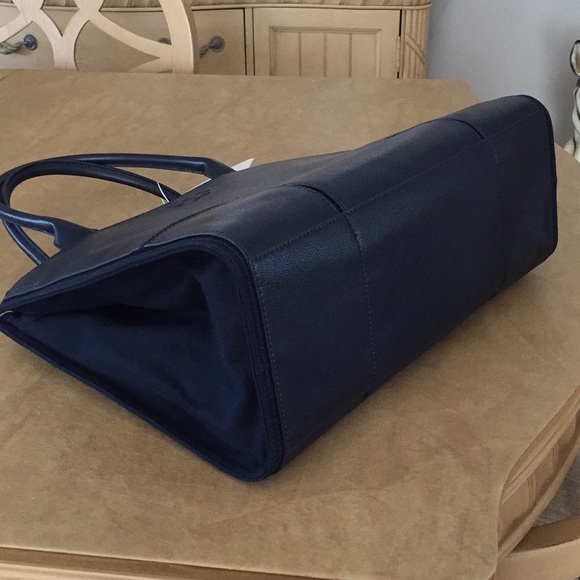 Tory Burch ELLA Leather/Canvas tote, Navy color - Picture 3 of 8